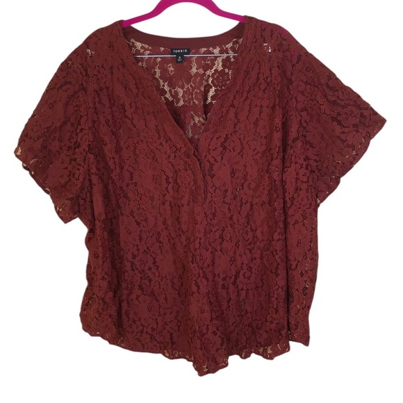 Torrid Harper Womens Lace Unlined Short Sleeve V-Neck Top Blouse Plus 5X - Picture 2 of 10